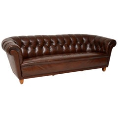 Vintage Swedish Leather Chesterfield Sofa