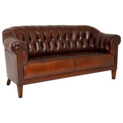 Antique Swedish Leather Chesterfield Sofa