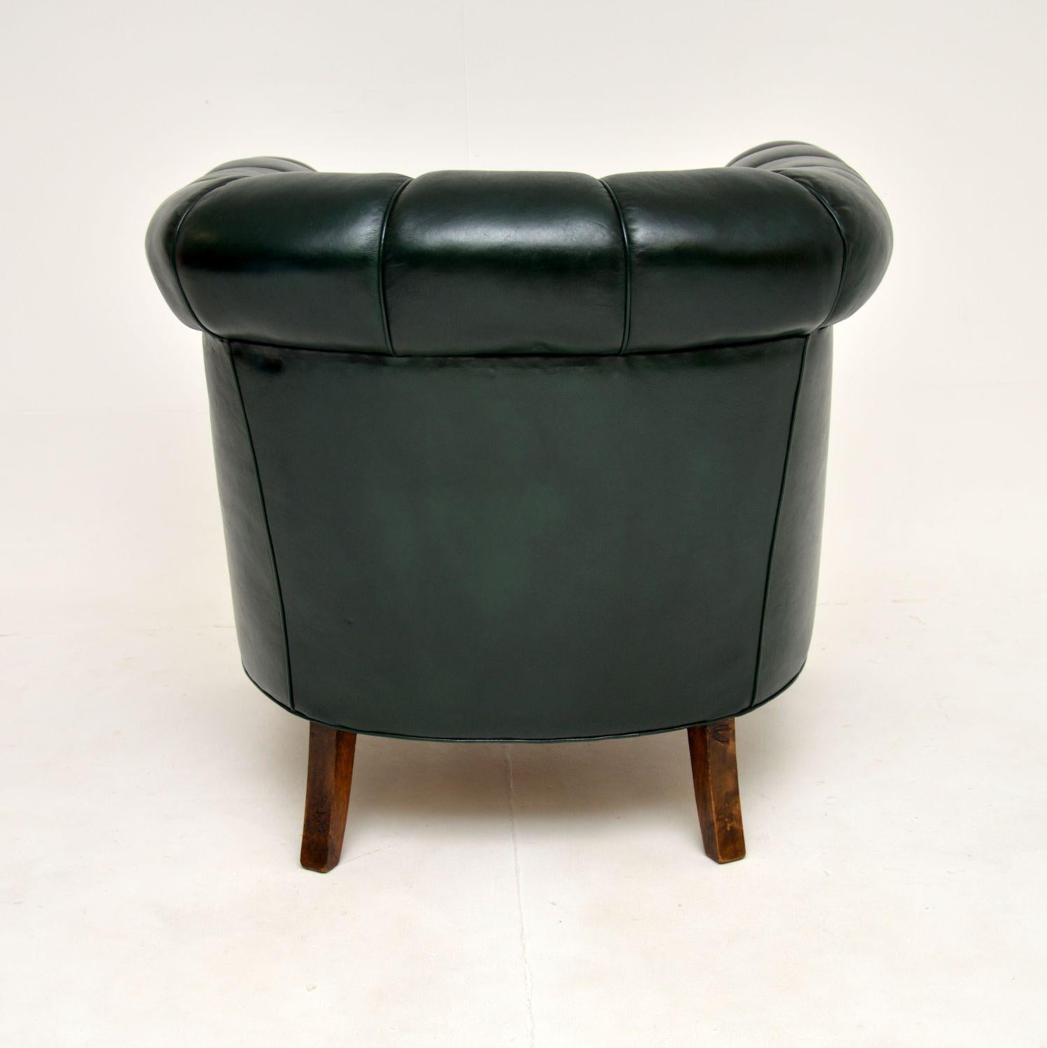 Antique Swedish Leather Club Armchair For Sale 3