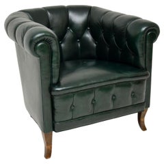 Antique Swedish Leather Club Armchair