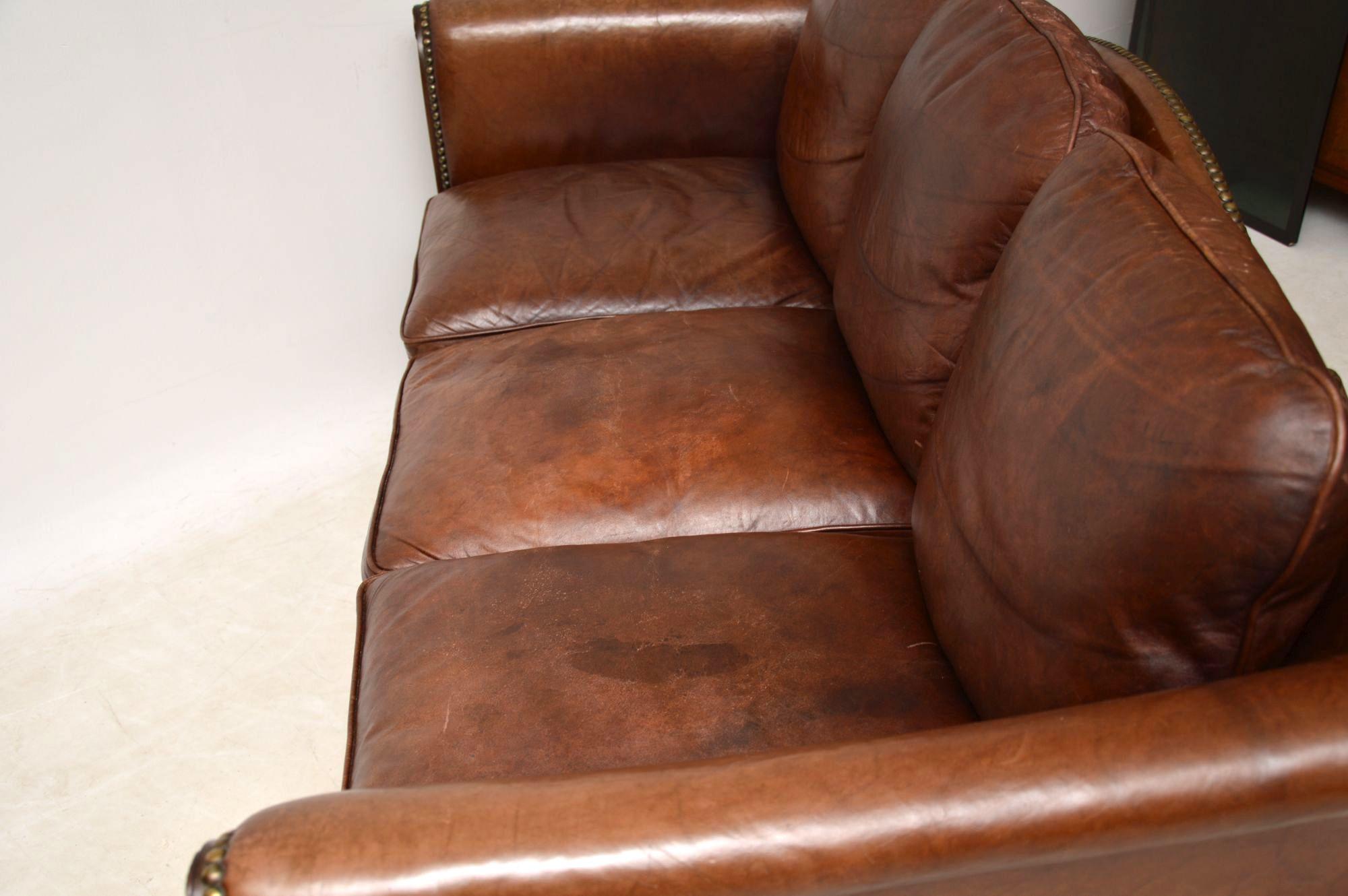 Antique Swedish Leather and Mahogany Sofa 4