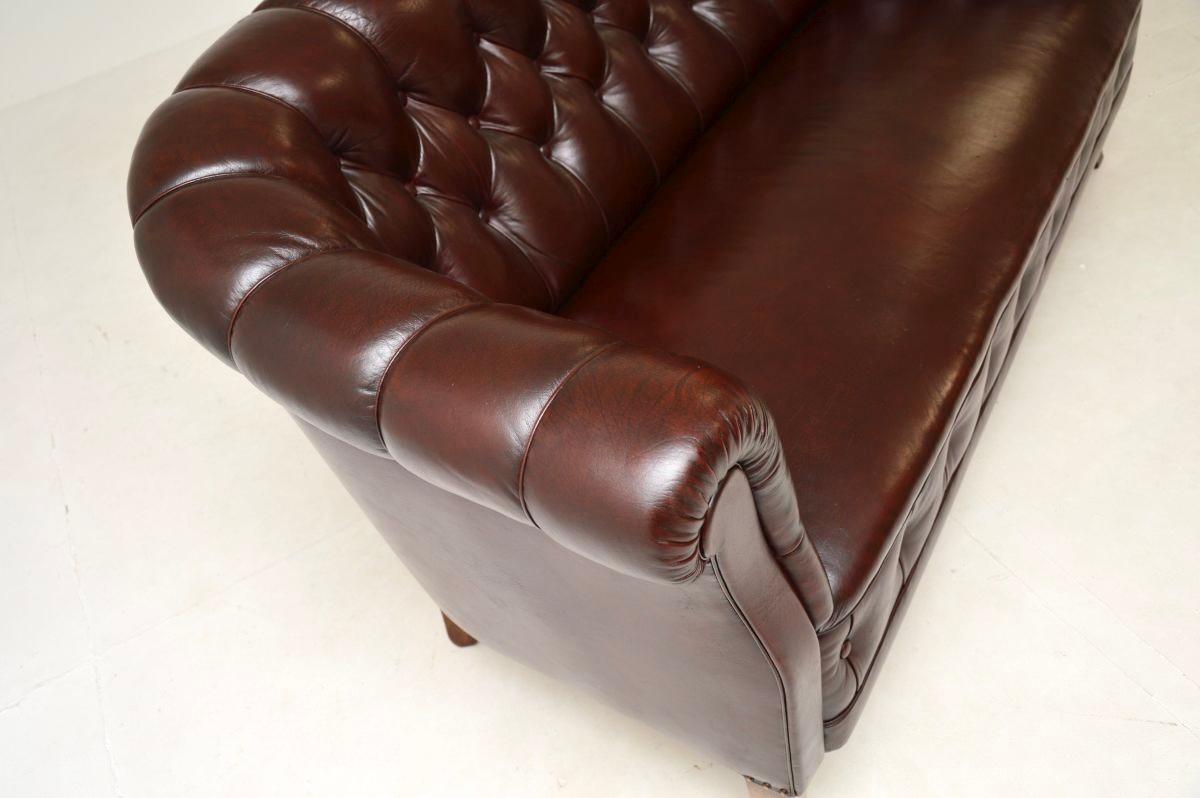 Antique Swedish Leather Sofa For Sale 5