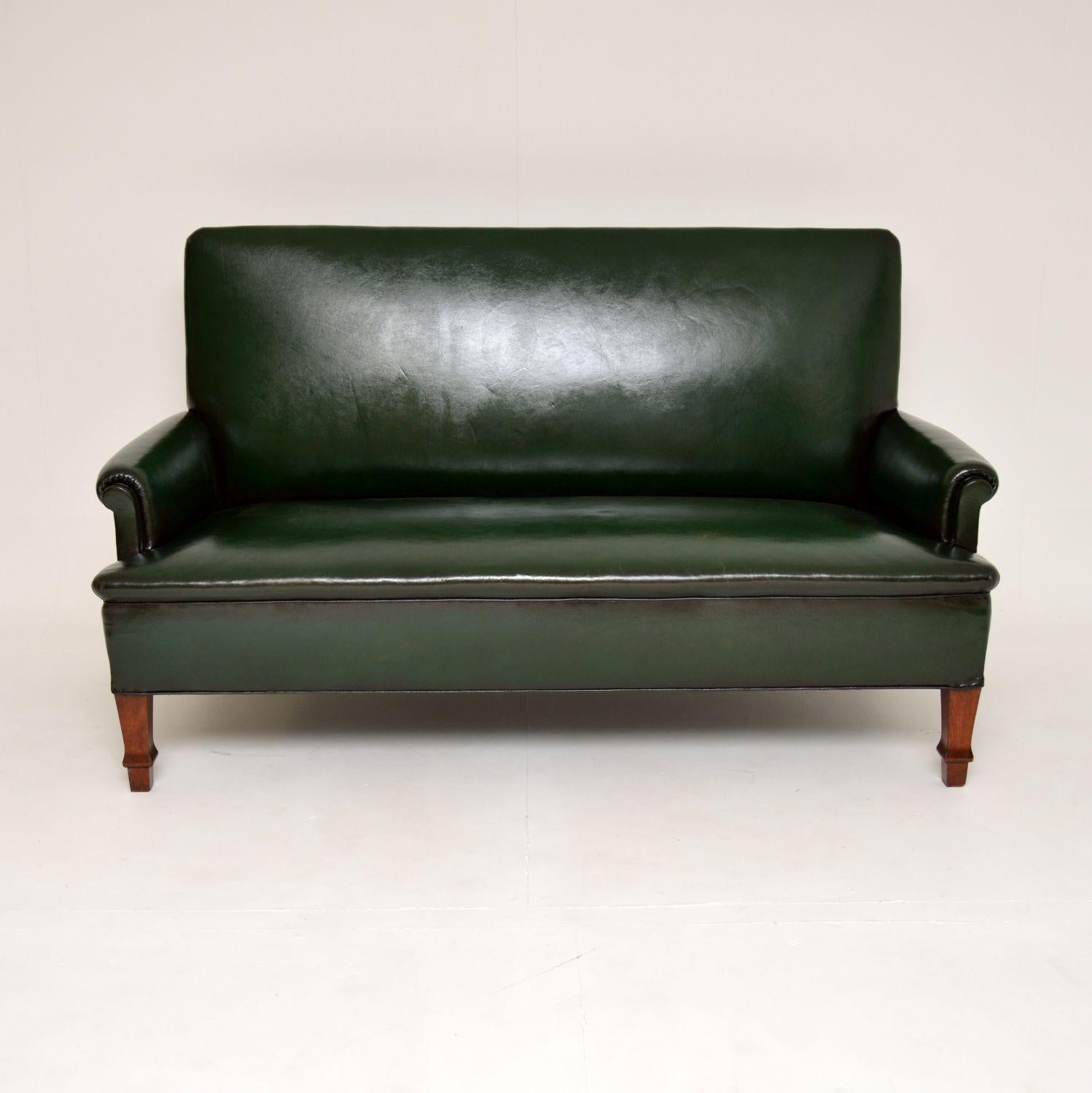 Antique Swedish Leather Sofa 8