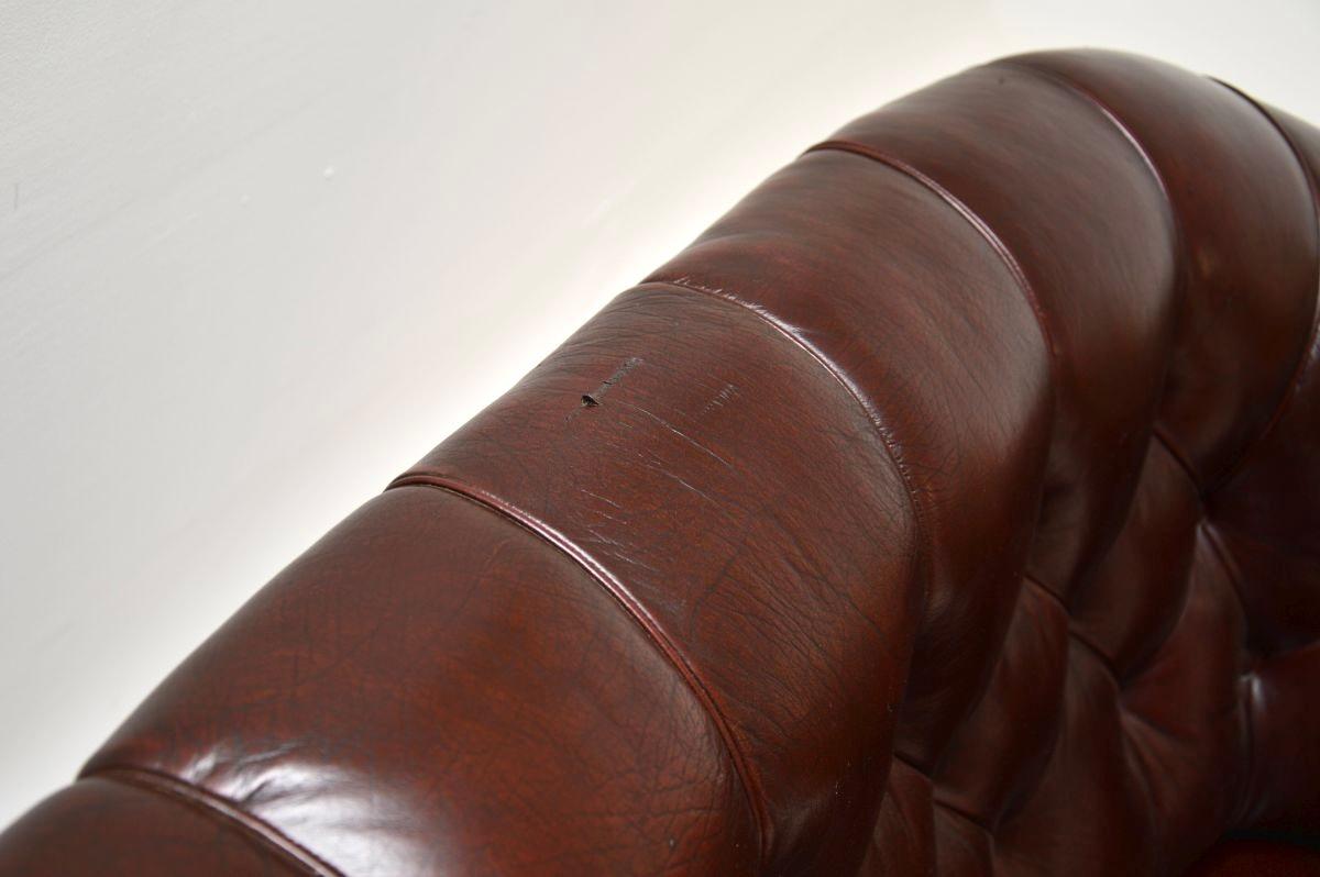 Antique Swedish Leather Sofa For Sale 7