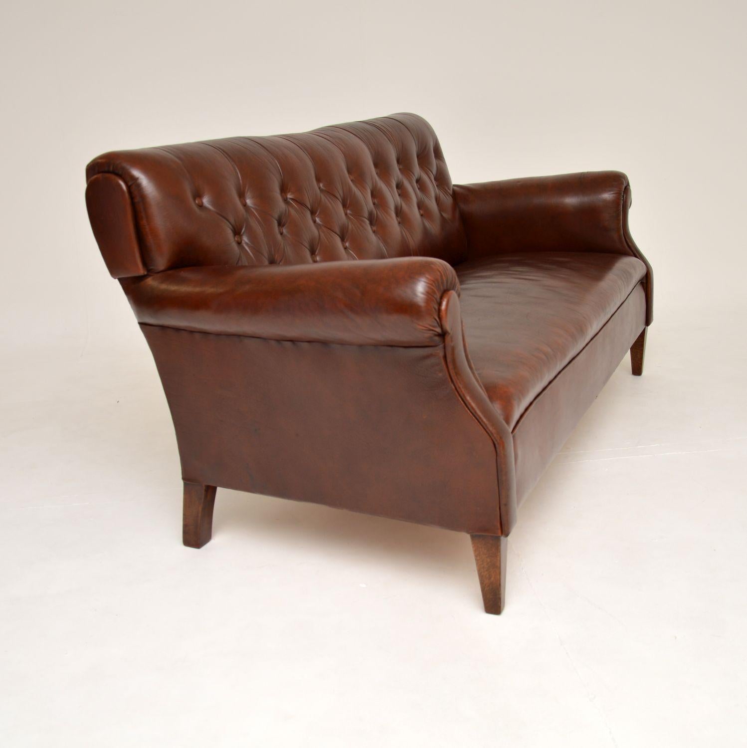 Edwardian Antique Swedish Leather Sofa