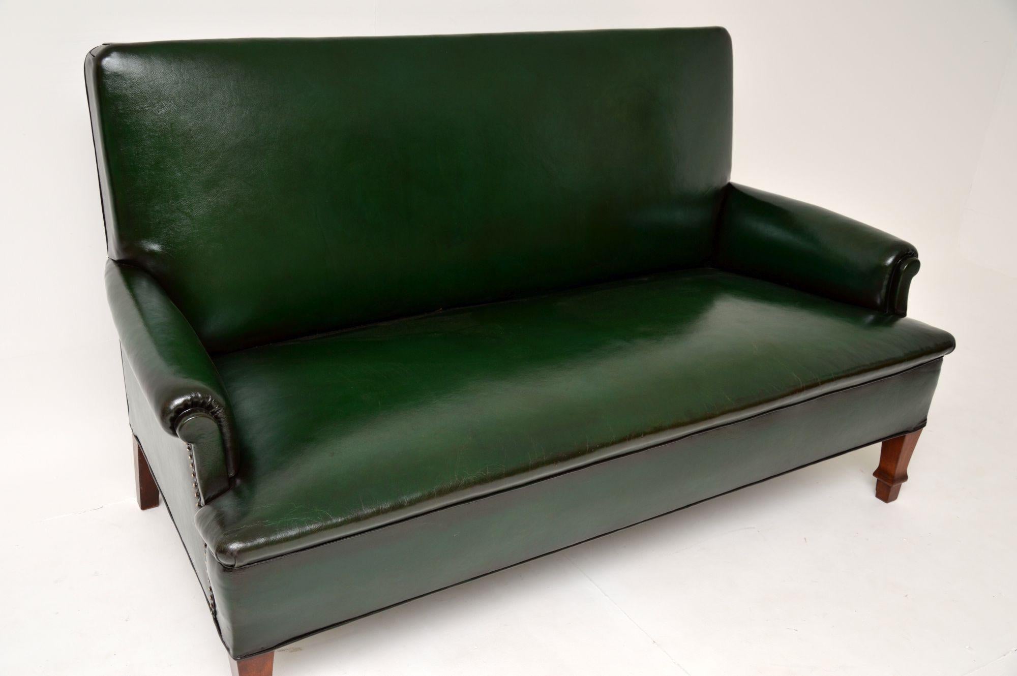 Antique Swedish Leather Sofa 1