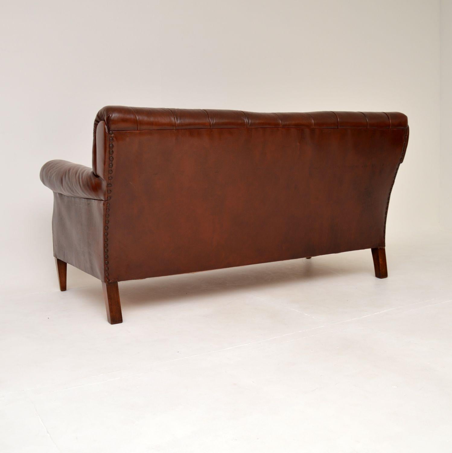 Early 20th Century Antique Swedish Leather Sofa