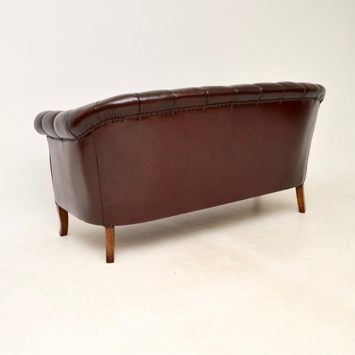 Early 20th Century Antique Swedish Leather Sofa For Sale