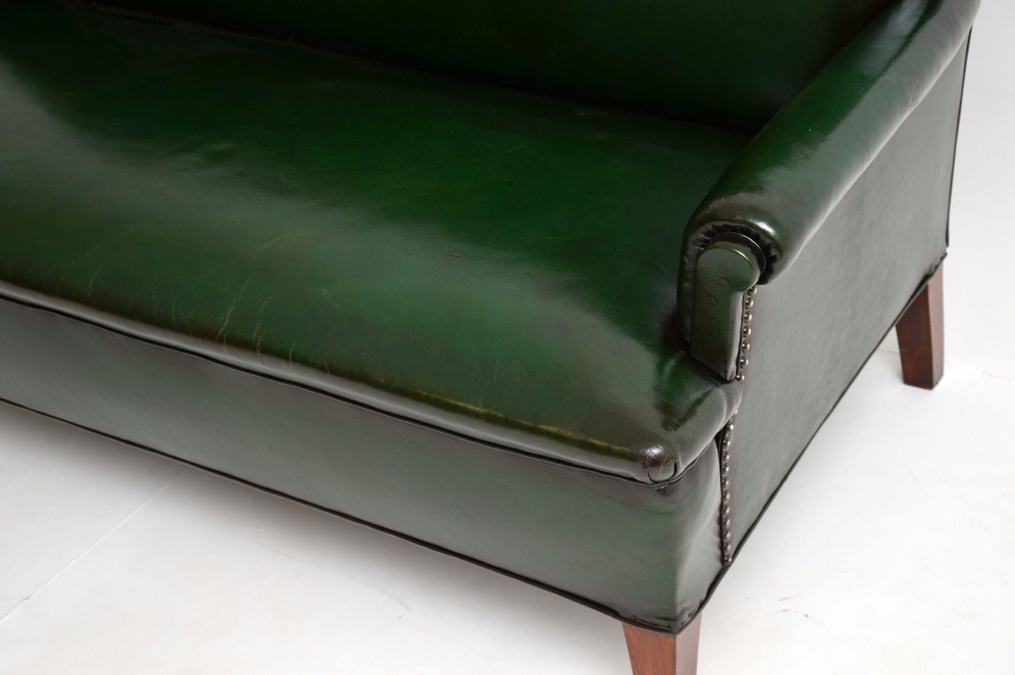 Antique Swedish Leather Sofa 2