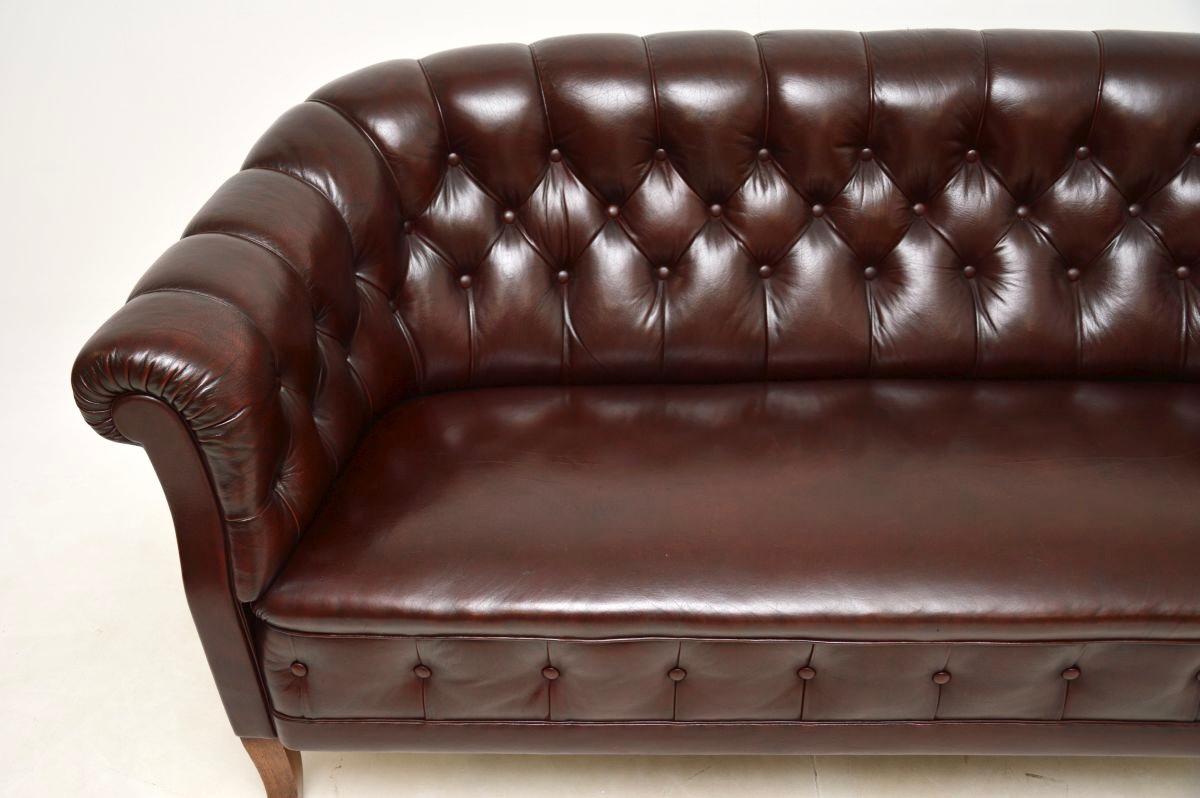 Antique Swedish Leather Sofa For Sale 2