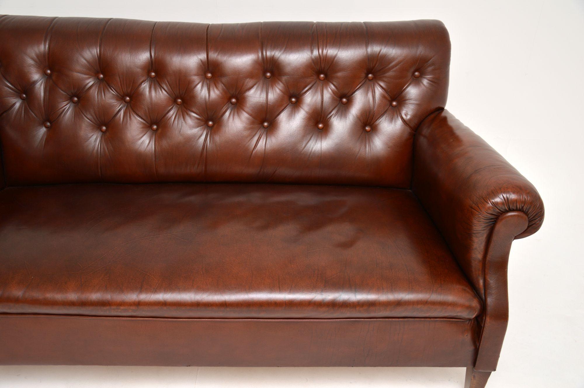 Antique Swedish Leather Sofa 3