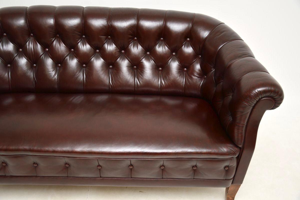 Antique Swedish Leather Sofa For Sale 3