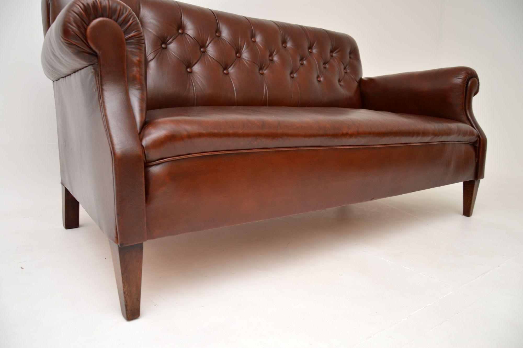 Antique Swedish Leather Sofa 4