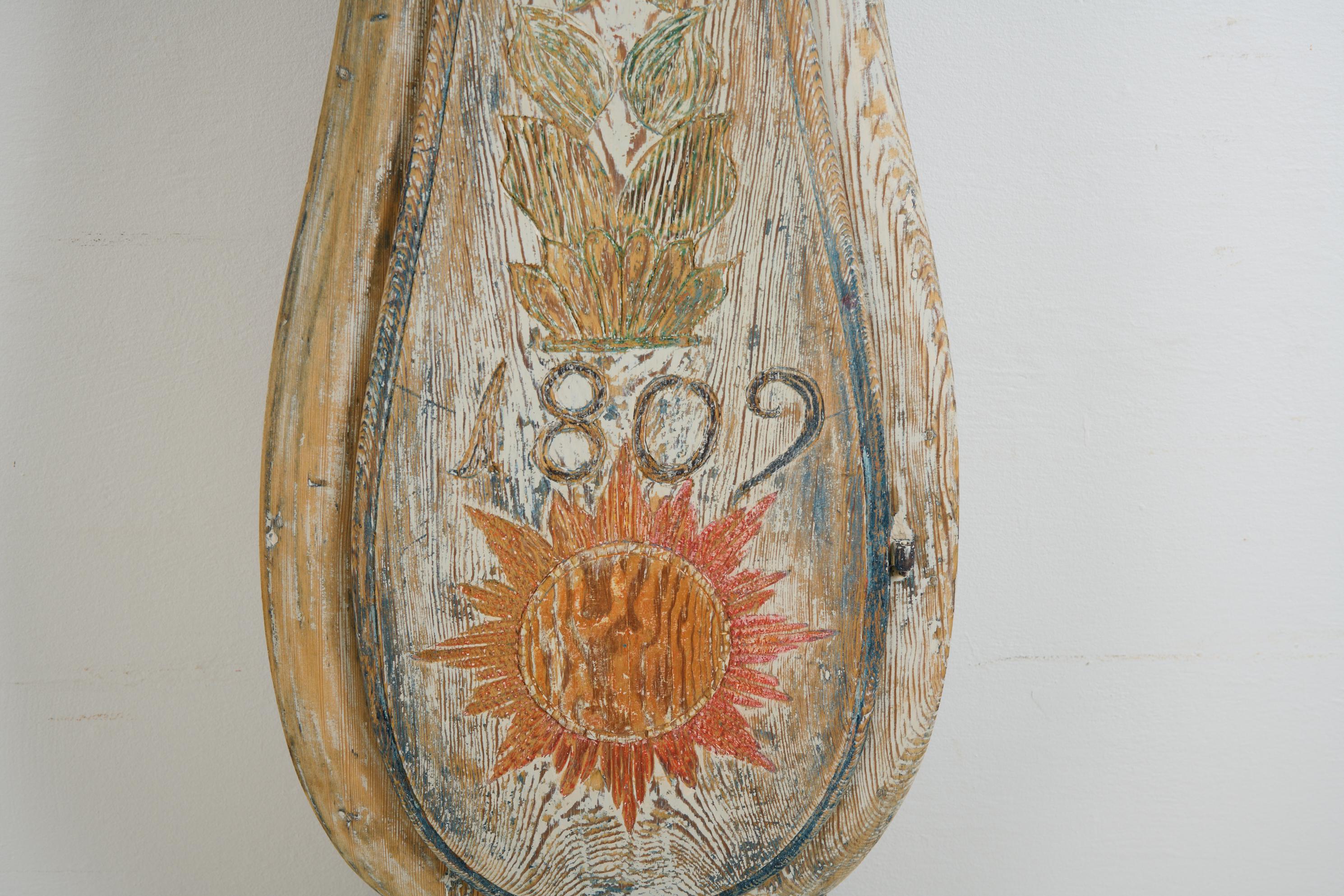 Antique Swedish Long Case Clock Dated 1809, with Very Unusual Decor and Paint For Sale 4