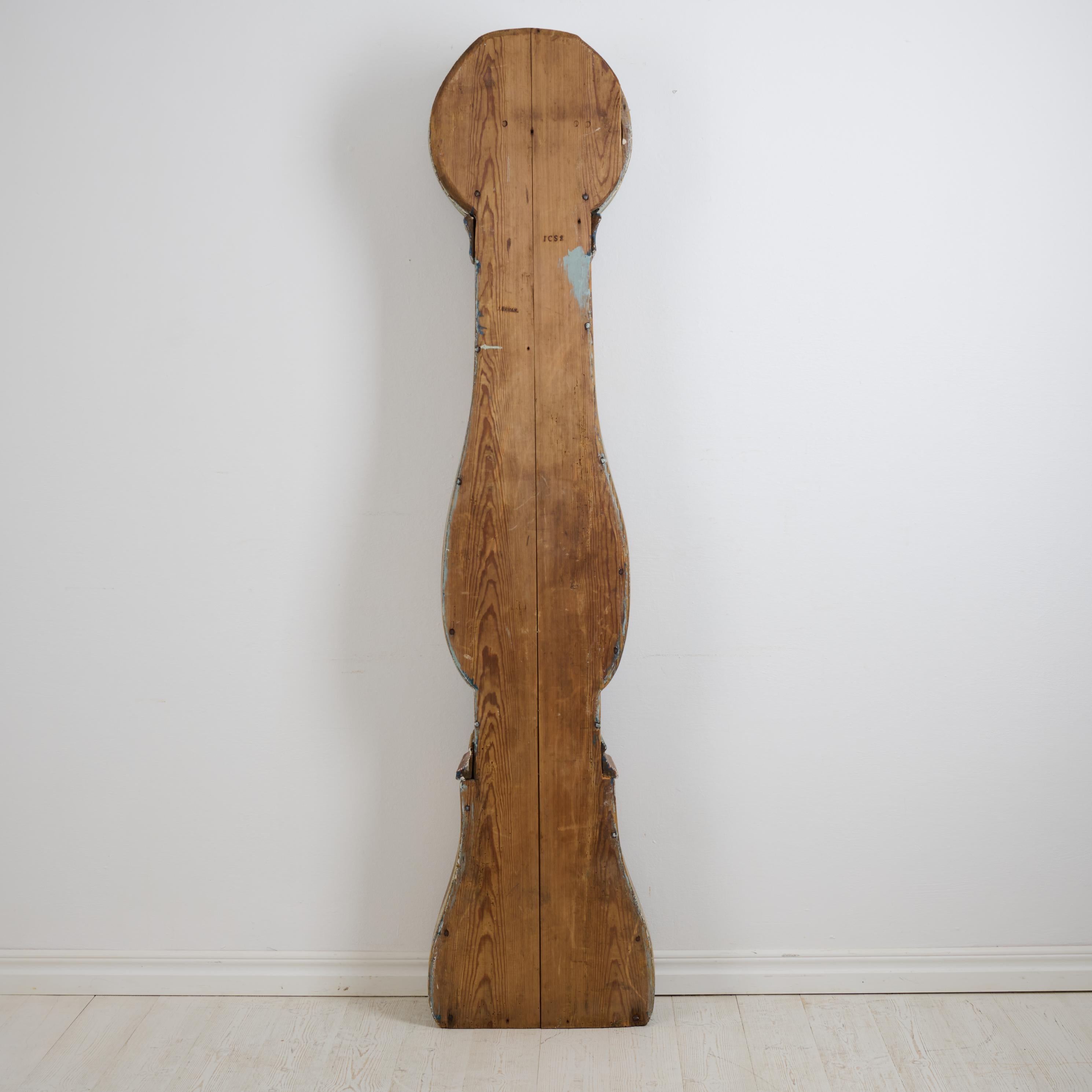 Pine Antique Swedish Long Case Clock Dated 1809, with Very Unusual Decor and Paint For Sale