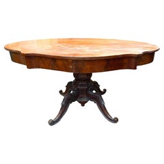 Antique Swedish Mahogany Center Table With Pedestal Base