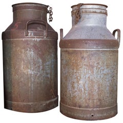 Antique Swedish Milk Cans in Aluminium