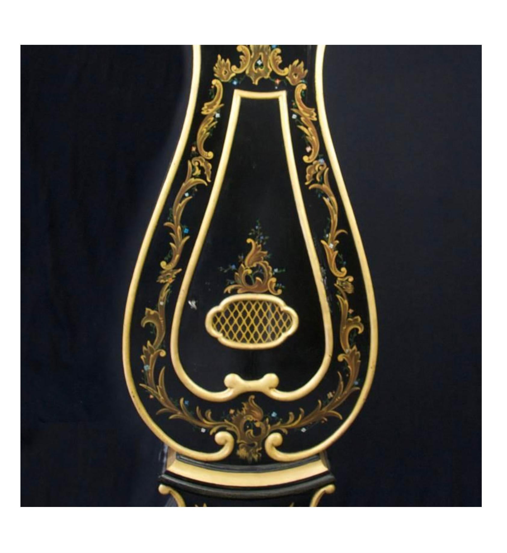 Antiguo Reloj Sueco Mora Clocks Negro 1800 Muy Decorativo Trompe L'Oeil Dorado Victoriano temprano en venta