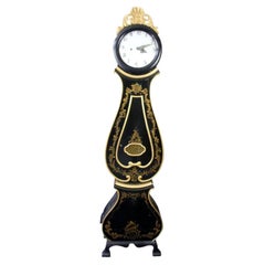 Antiguo Reloj Sueco Mora Clocks Negro 1800 Muy Decorativo Trompe L'Oeil Dorado