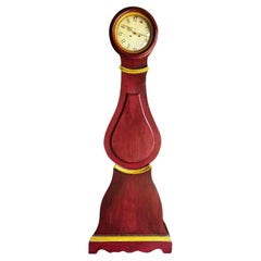 Antique Swedish Mora Clock, Burgundy Finish, Circa 1850-1890