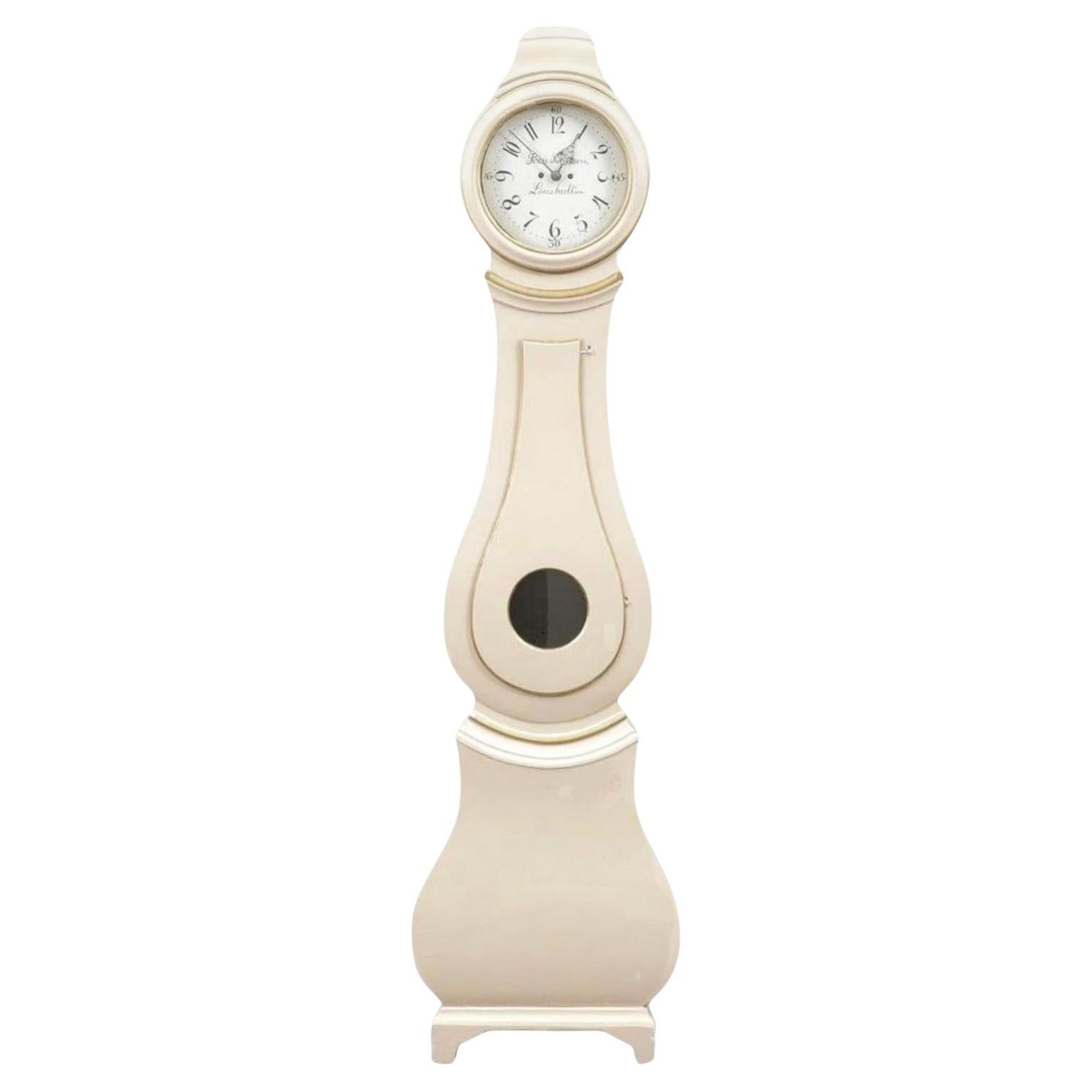 Antique Swedish Mora Clock by Sven Sunesson, White Finish, Circa 1830