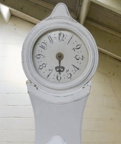 Antique Swedish Mora Clock Early 1800s Single Hand Grey White 212cm Gustavian