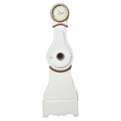 Horloge suédoise ancienne de Mora, détails en or blanc, début du XIXe siècle, 202 cm