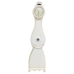 Antique Swedish Mora Clock, White Wood, Gustavian Style, Circa 1820