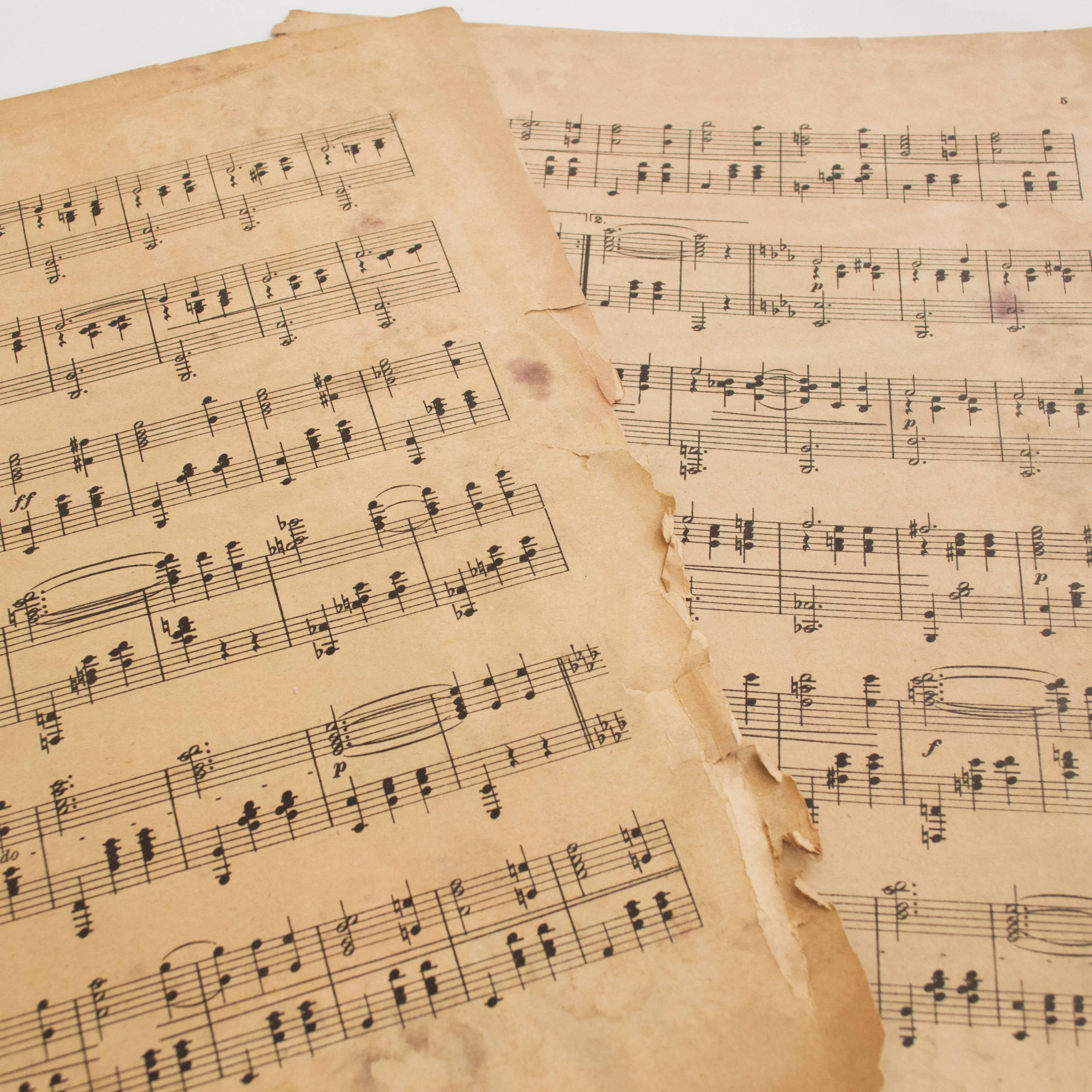 Naturally worn musical notes perfect to frame and place on any wall. Several options available dated from 1893-1920s. Amazing patina and full of character.