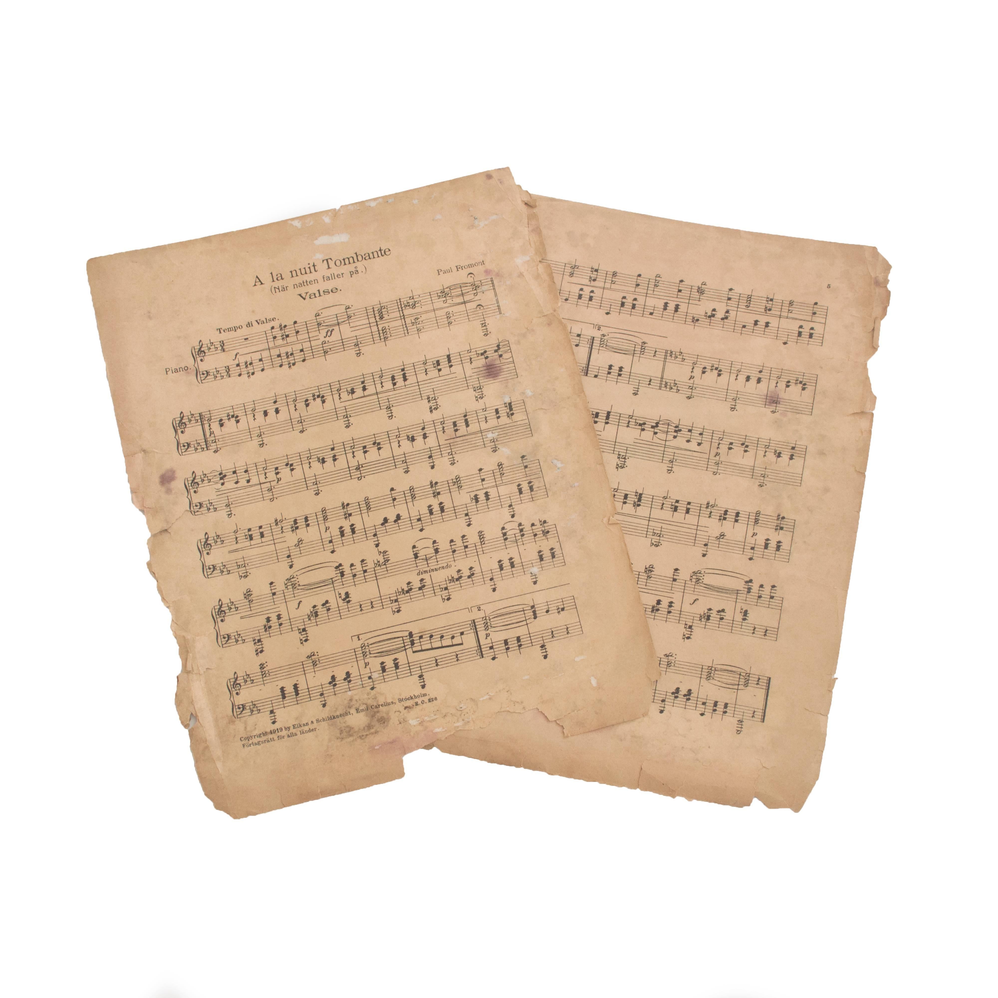 Antique Swedish Musical Notes from Different Musical Compositions For Sale