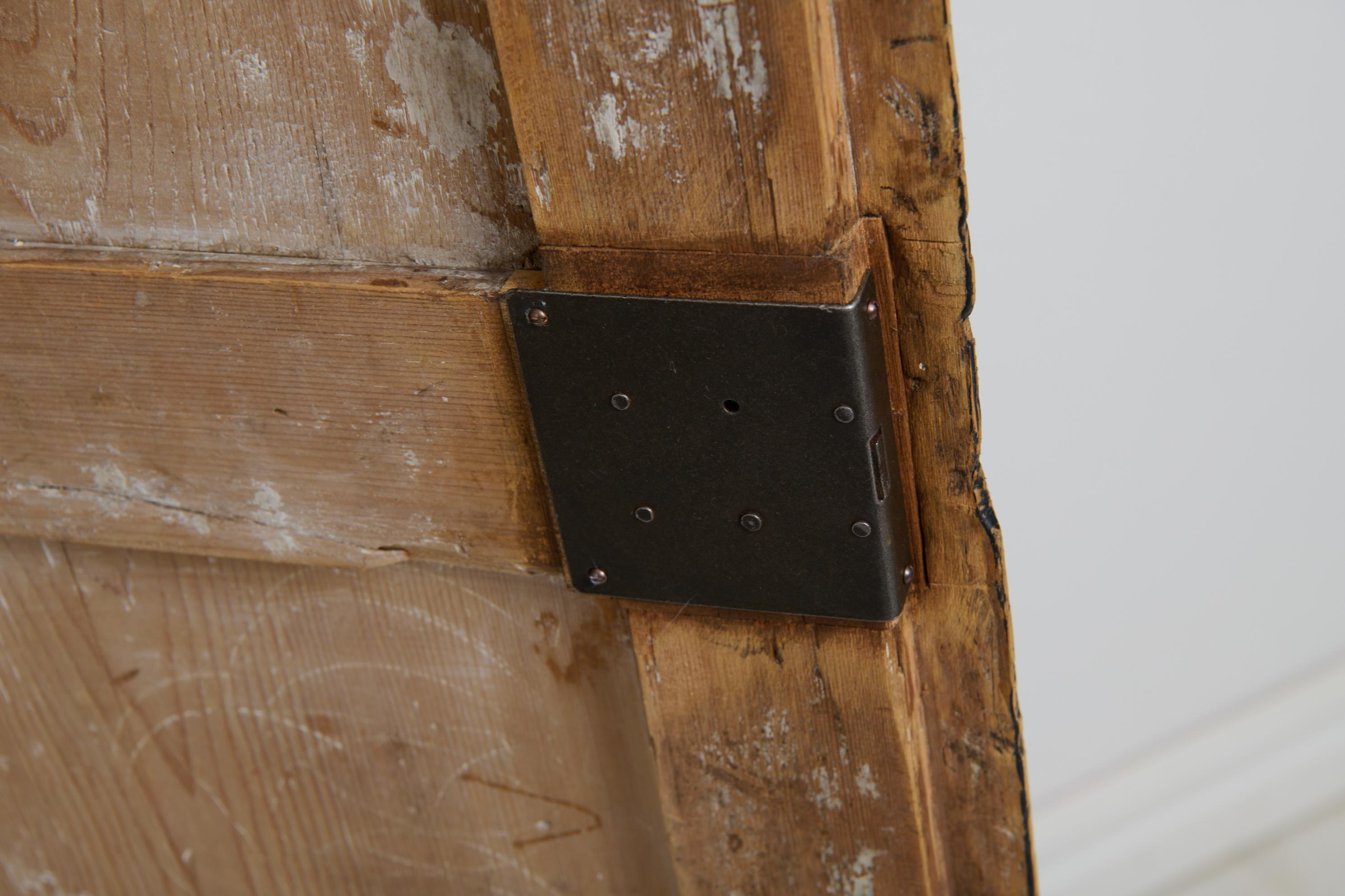 Antique Swedish Narrow and Tall Cabinet with Shelves and Distressed Black Paint For Sale 5