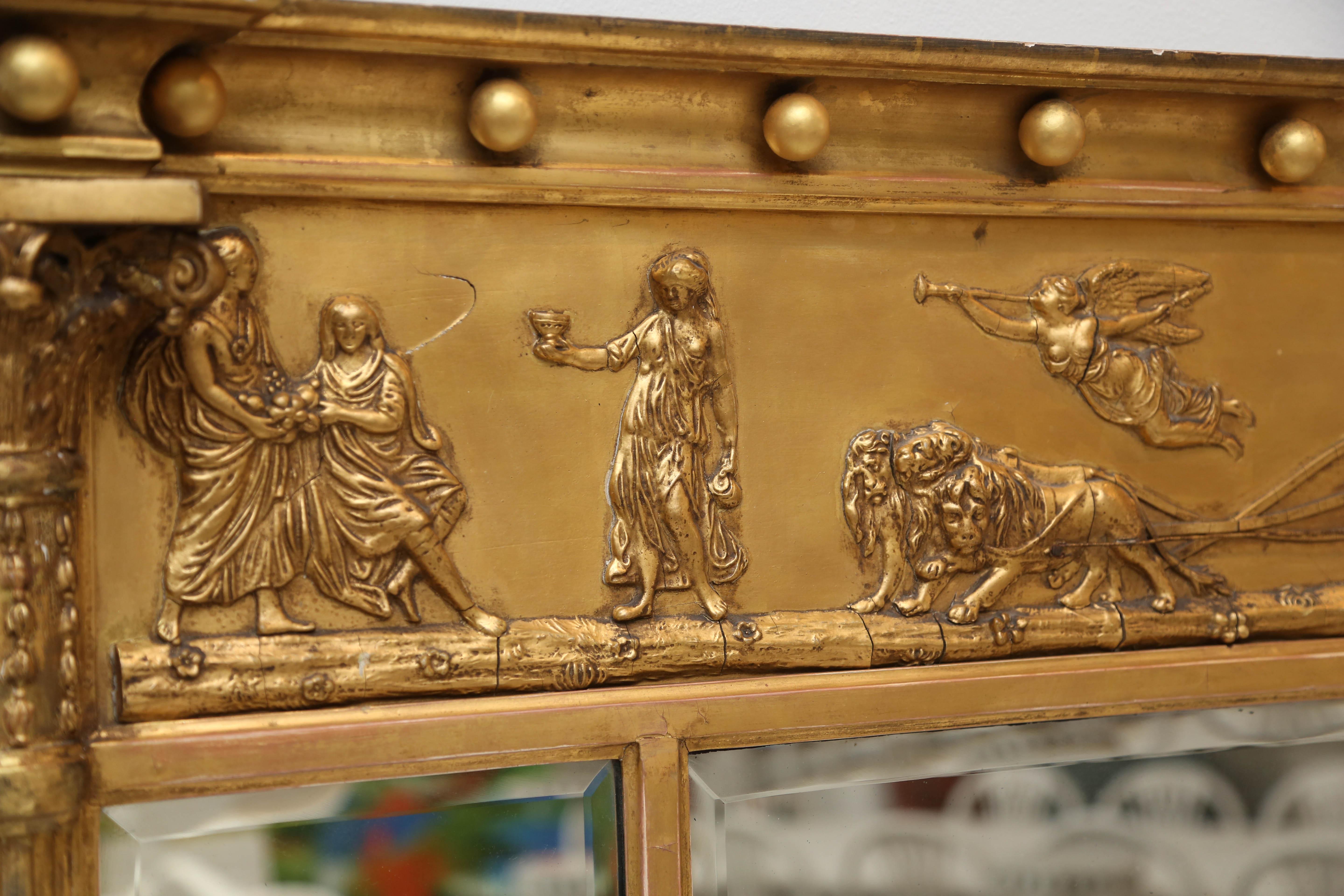 Neoclassical Antique Swedish Neoclassic Giltwood Mirror, Mid-19th Century For Sale