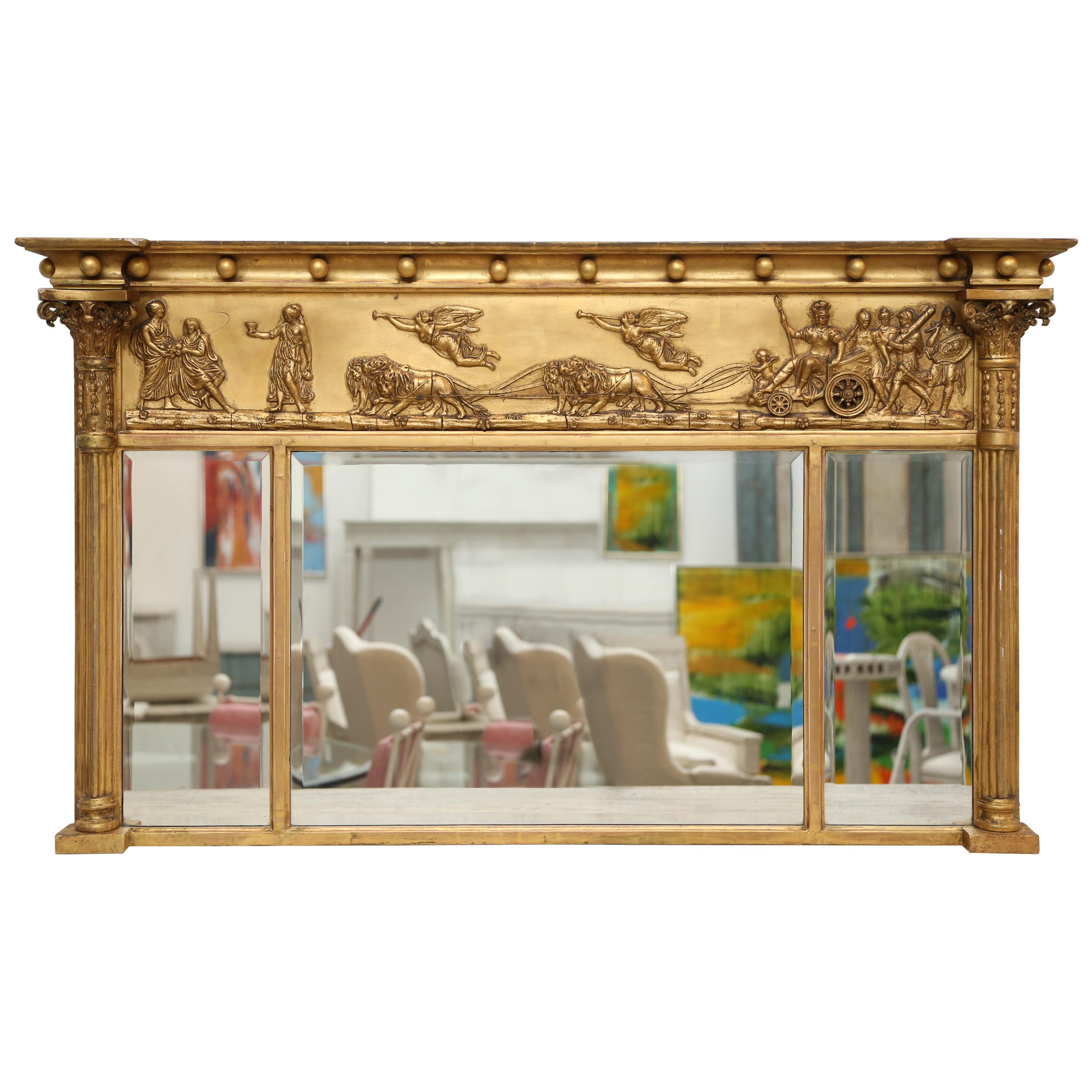 Antique Swedish Neoclassic Giltwood Mirror, Mid-19th Century For Sale
