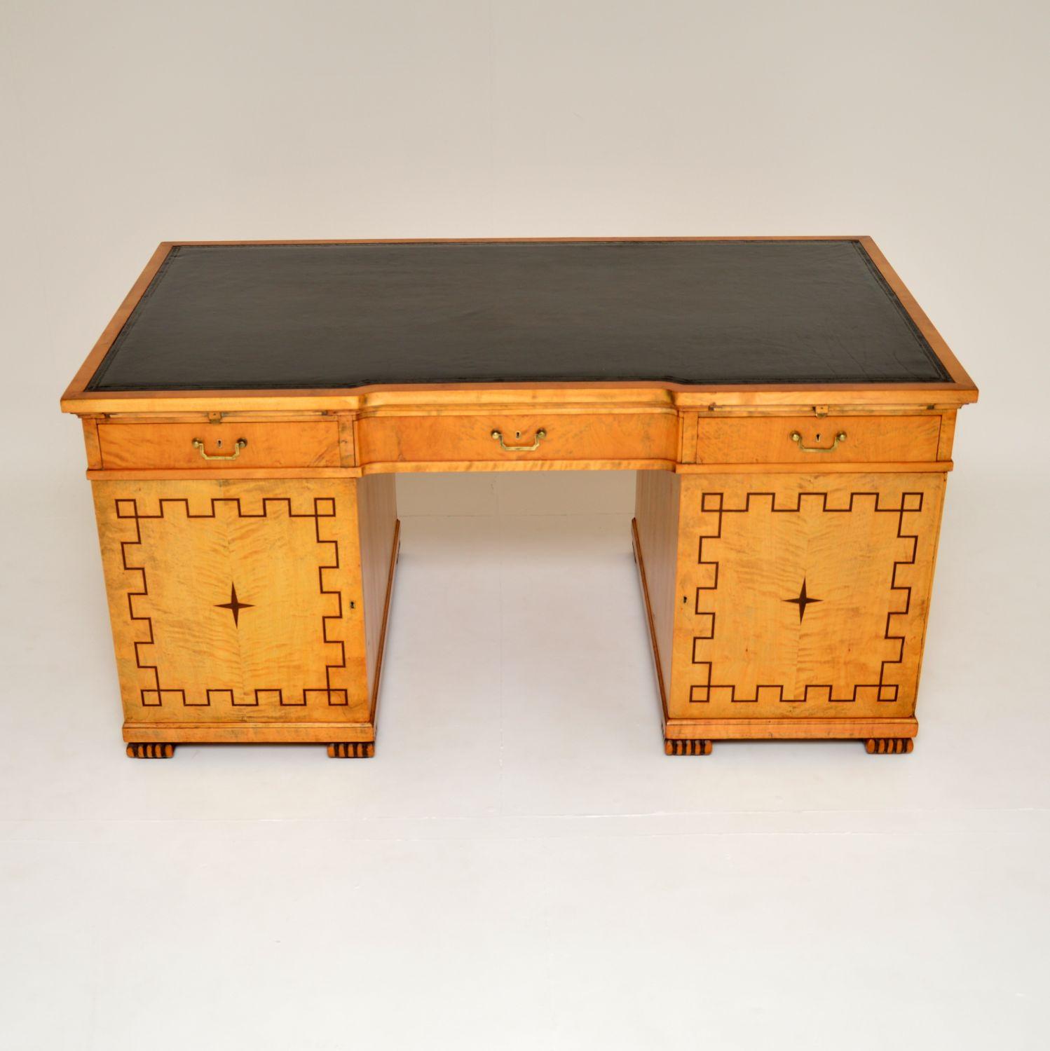 Biedermeier Antique Swedish Neoclassical Satin Birch Desk For Sale