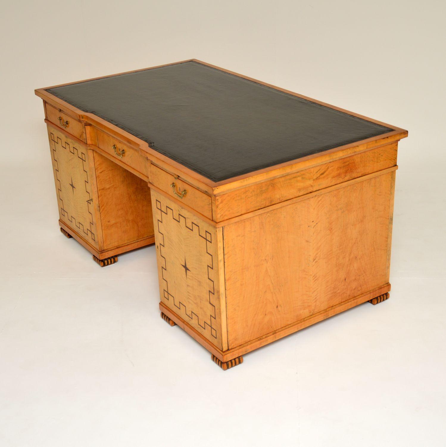 19th Century Antique Swedish Neoclassical Satin Birch Desk For Sale