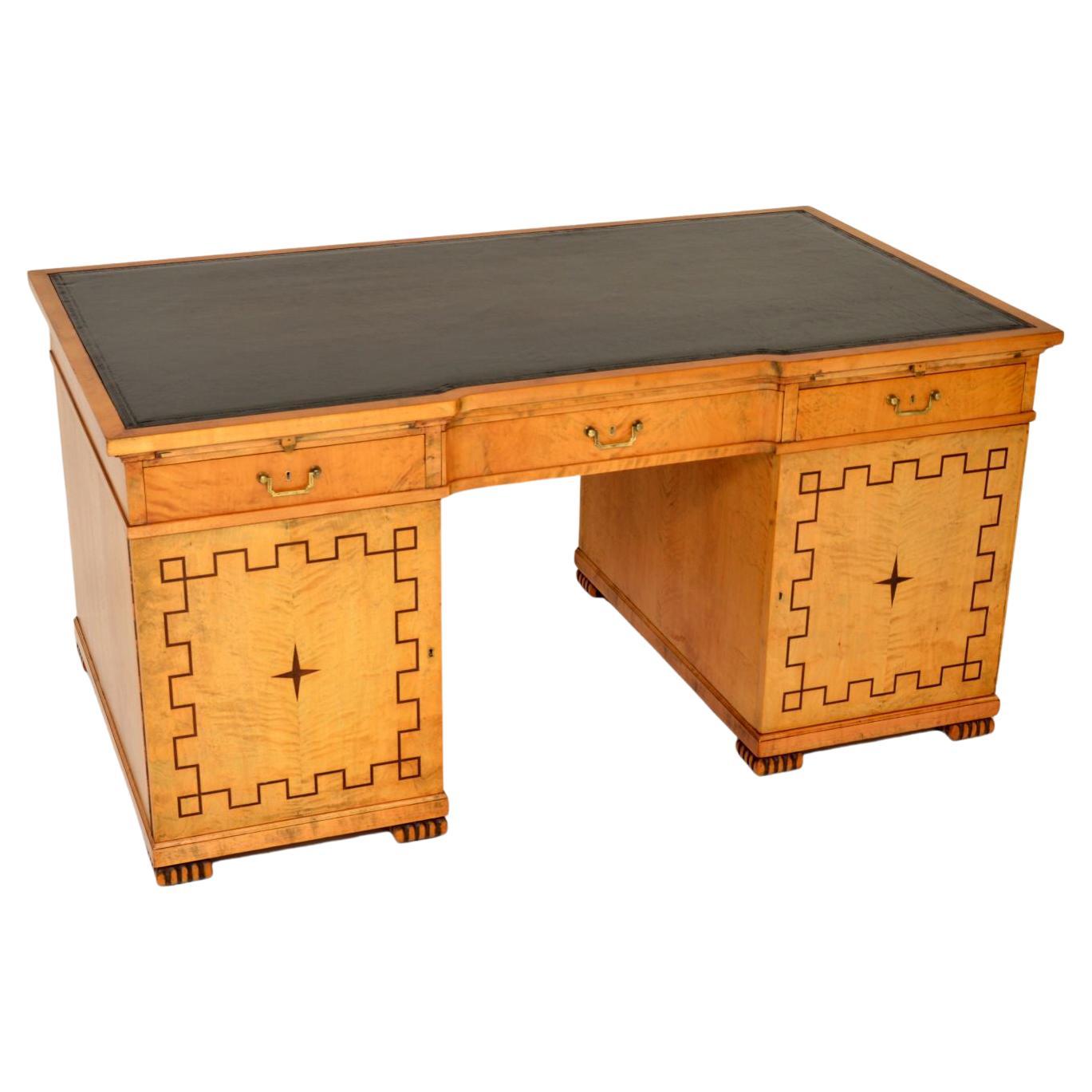 Antique Swedish Neoclassical Satin Birch Desk For Sale