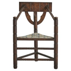 Antique Swedish Oak Corner Chair - 2 Available