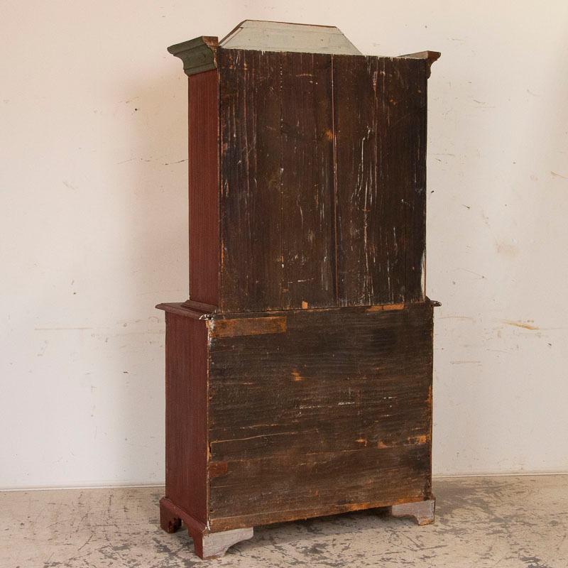 18th Century Antique Swedish Original Red and Green Painted Cupboard Cabinet Dated 1775