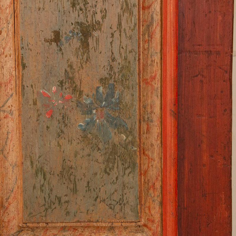 Antique Swedish Original Red and Green Painted Cupboard Cabinet Dated 1775 5