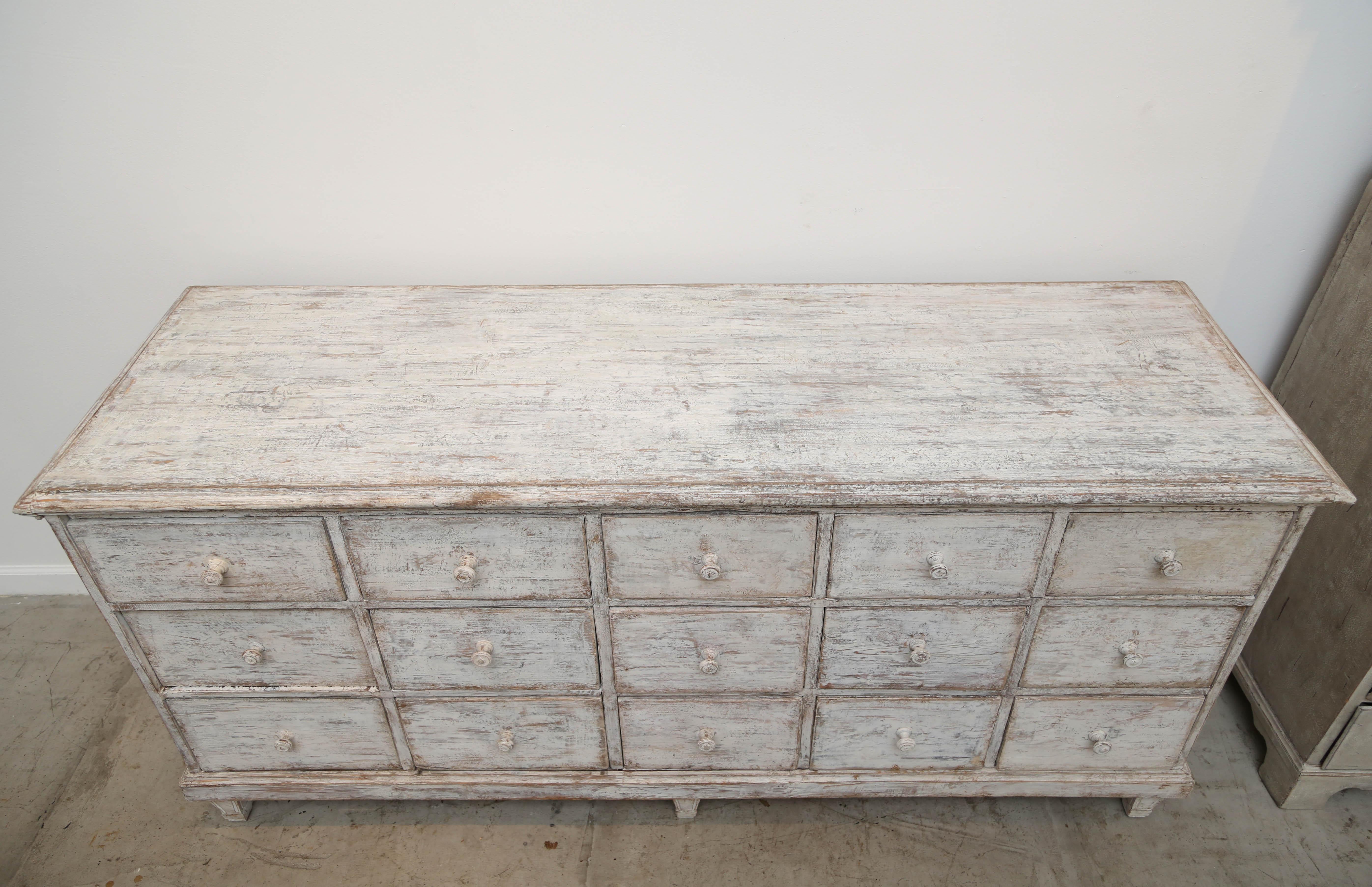 Antique Swedish Painted Apothecary Cabinet or Sideboard, Mid-19th Century For Sale 5