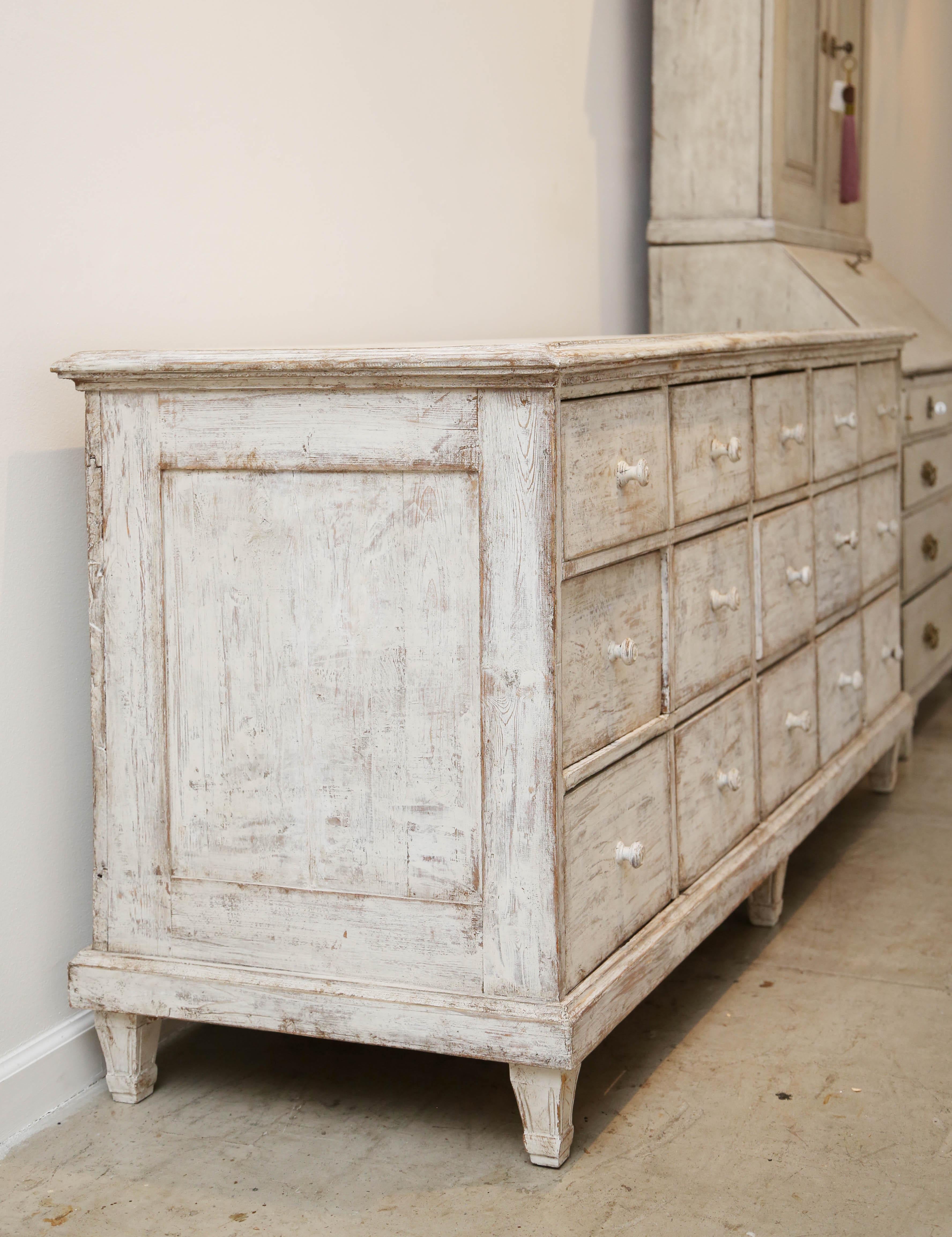 Antique Swedish Painted Apothecary Cabinet or Sideboard, Mid-19th Century For Sale 2