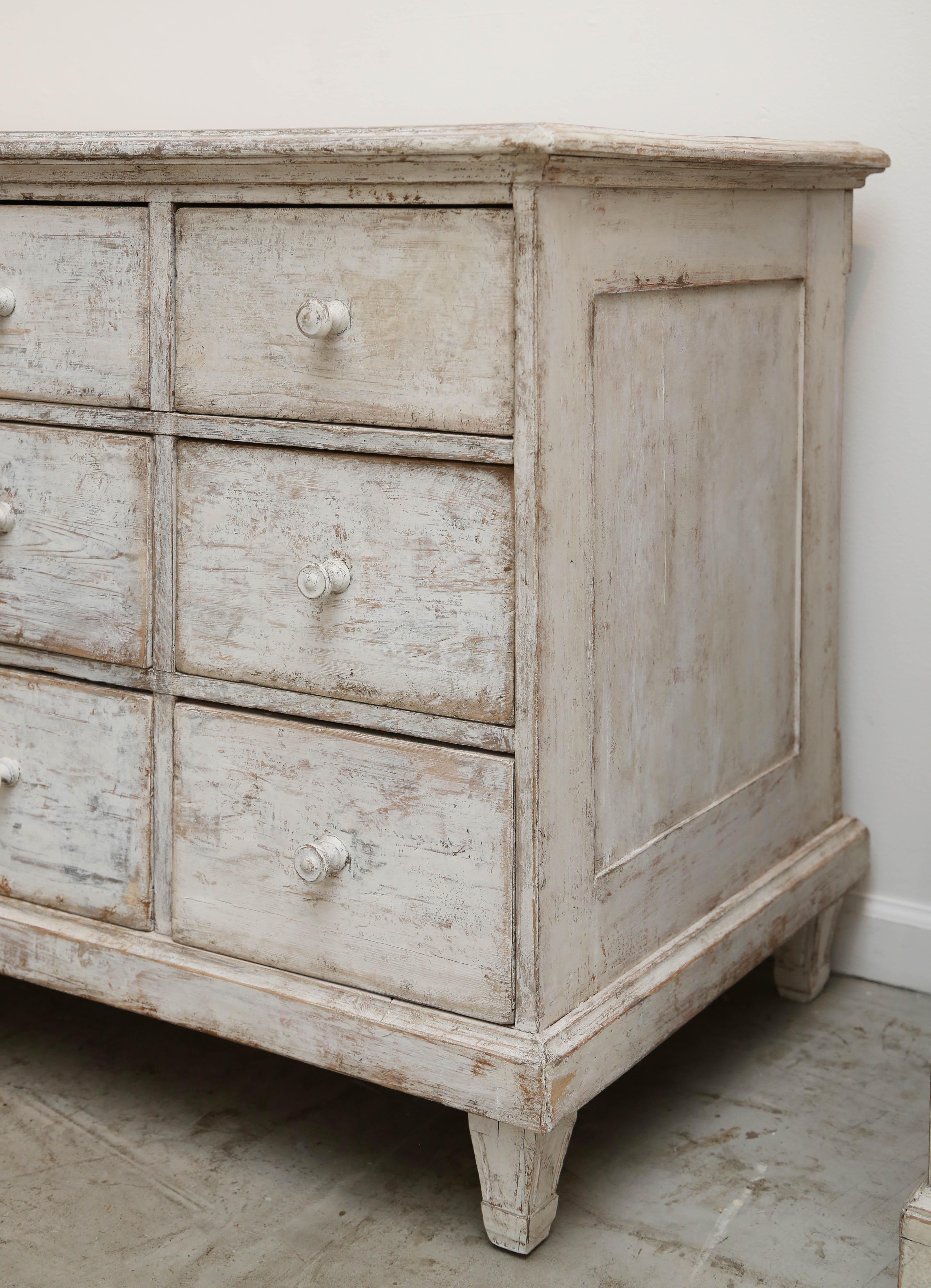 Antique Swedish Painted Apothecary Cabinet or Sideboard, Mid-19th Century In Good Condition For Sale In West Palm Beach, FL