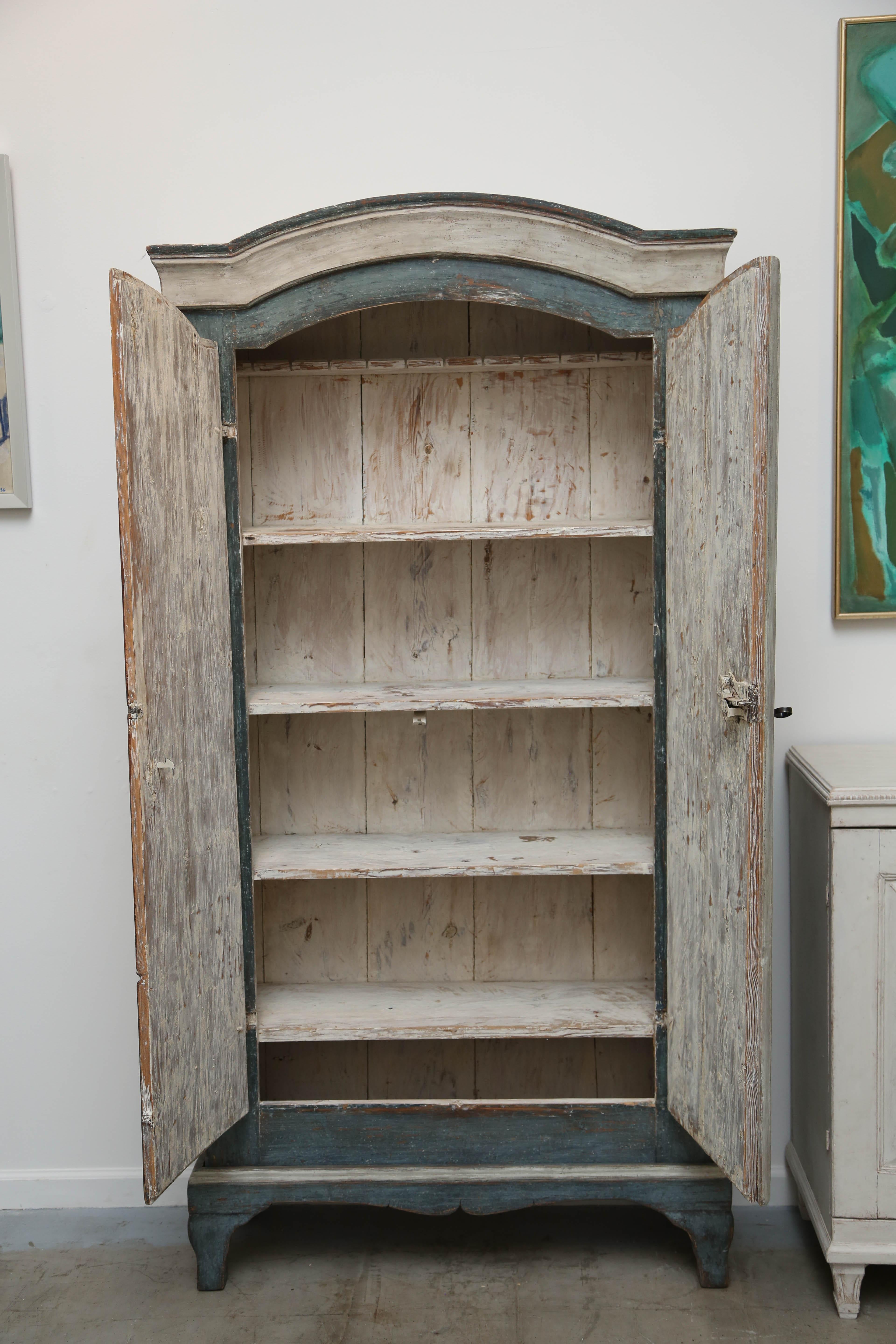 Antique Swedish Painted Baroque Armoire/ Cabinet, Late 18th Century 3