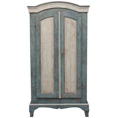 Antique Swedish Painted Baroque Armoire/ Cabinet, Late 18th Century