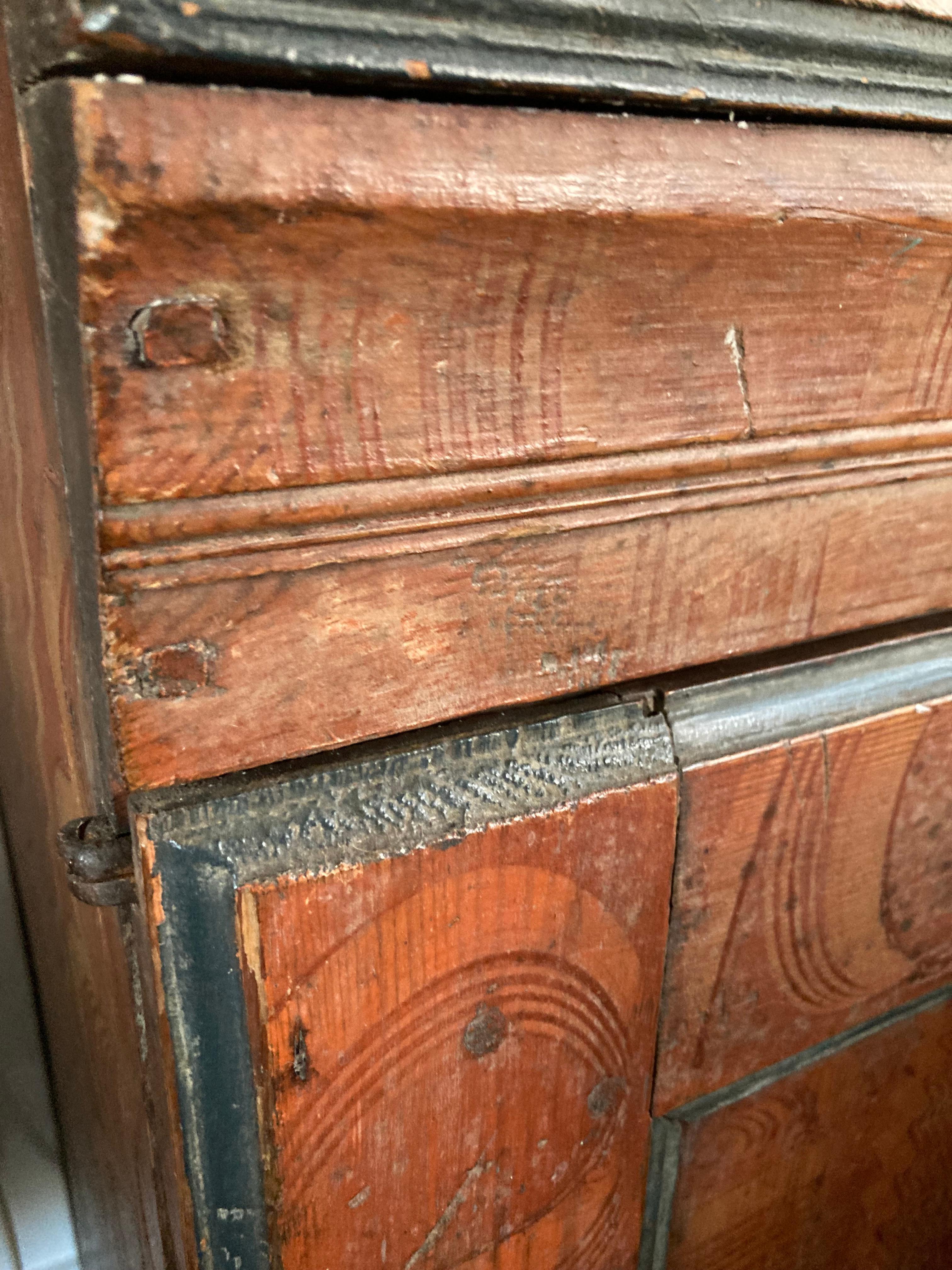 Mid-19th Century Antique Swedish Hand Painted Marriage Cupboard