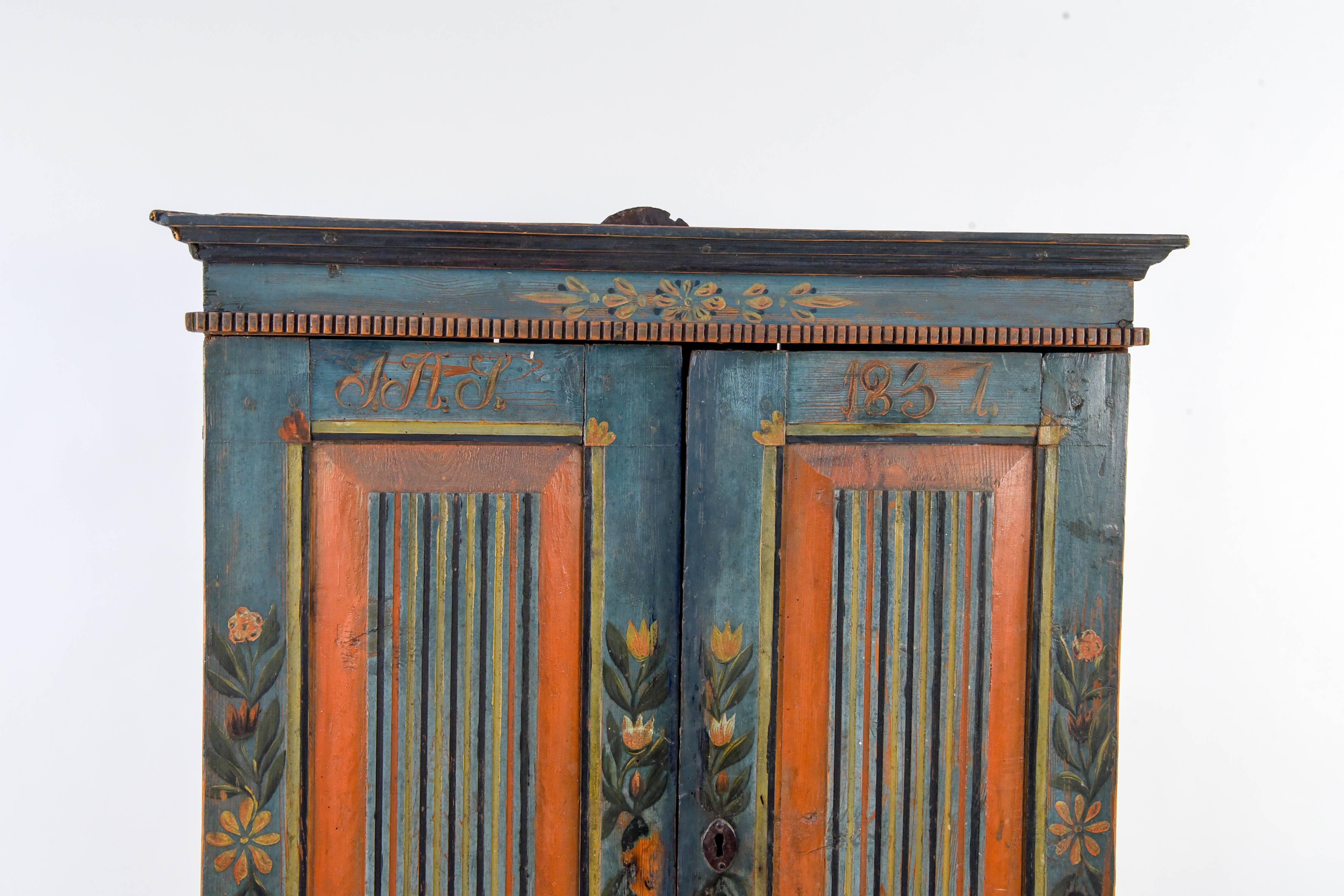 This is a wonderful antique piece from Sweden, dating to circa 1837. Painted in a lovely country look.