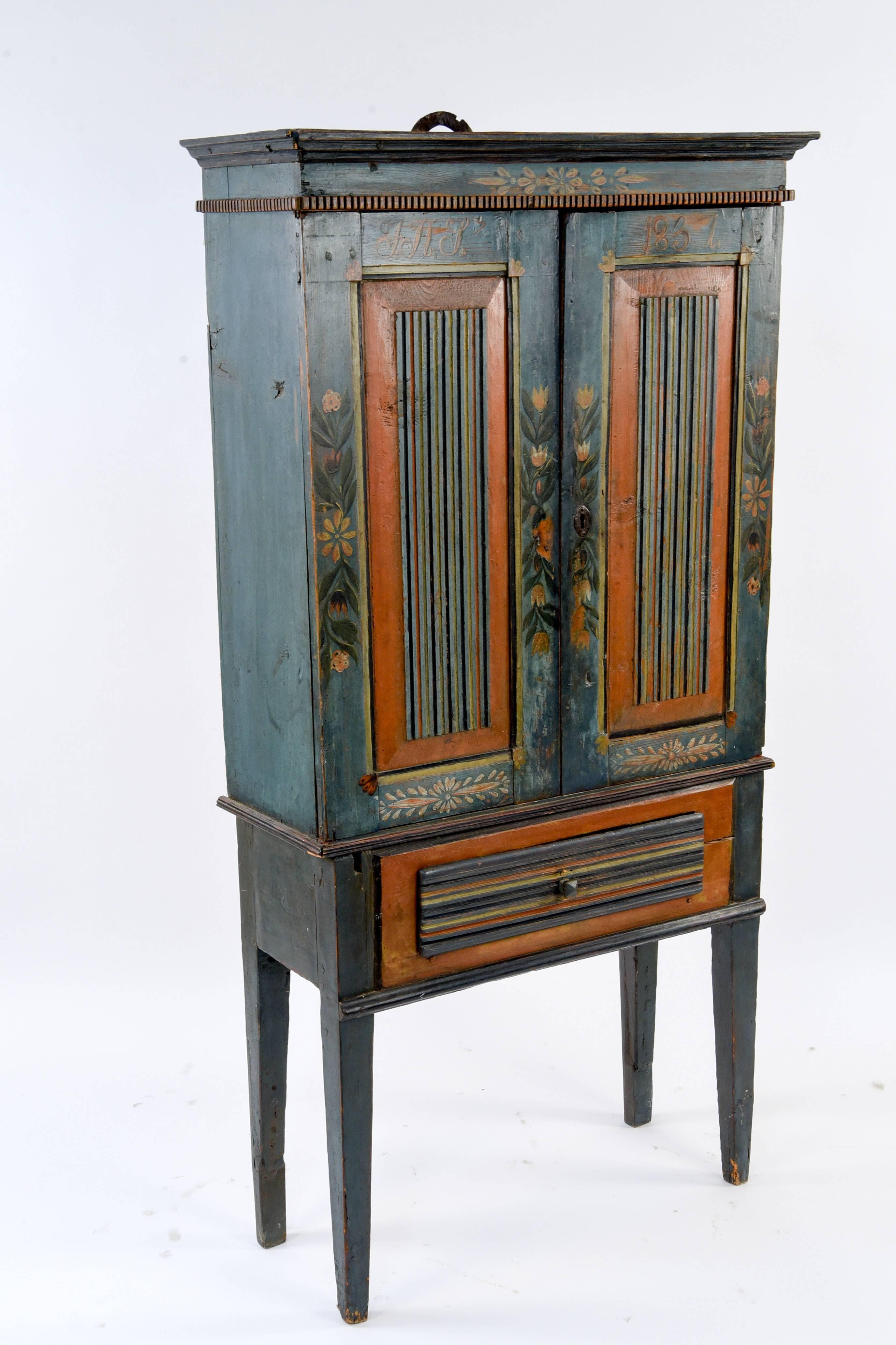 Antique Swedish Painted Cupboard, circa 1837 2