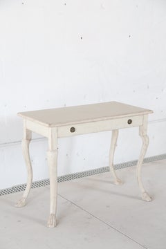 Antique Swedish Painted Rococo Style Console Table with Drawer, 19th Century