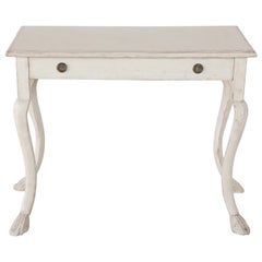 Antique Swedish Painted Rococo Style Console Table with Drawer, 19th Century