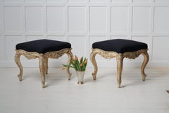 Antique Swedish Pair of Large Rococo Style Footstools